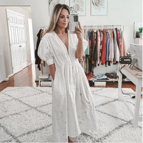 Ganni | Dresses | Ganni White Embroidered Anglaise Pouf Sleeves Midi Dress Size 6 Nwt | Poshmark Ganni | Dresses | Ganni White Embroidered Anglaise Pouf Sleeves Midi Dress Size 6 Nwt | Poshmark